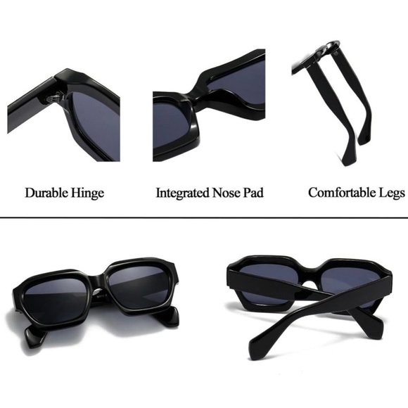 Men Women Trendy Black Lens Sports Black Frame Shades Oversized Sunglasses - Picture 8 of 9